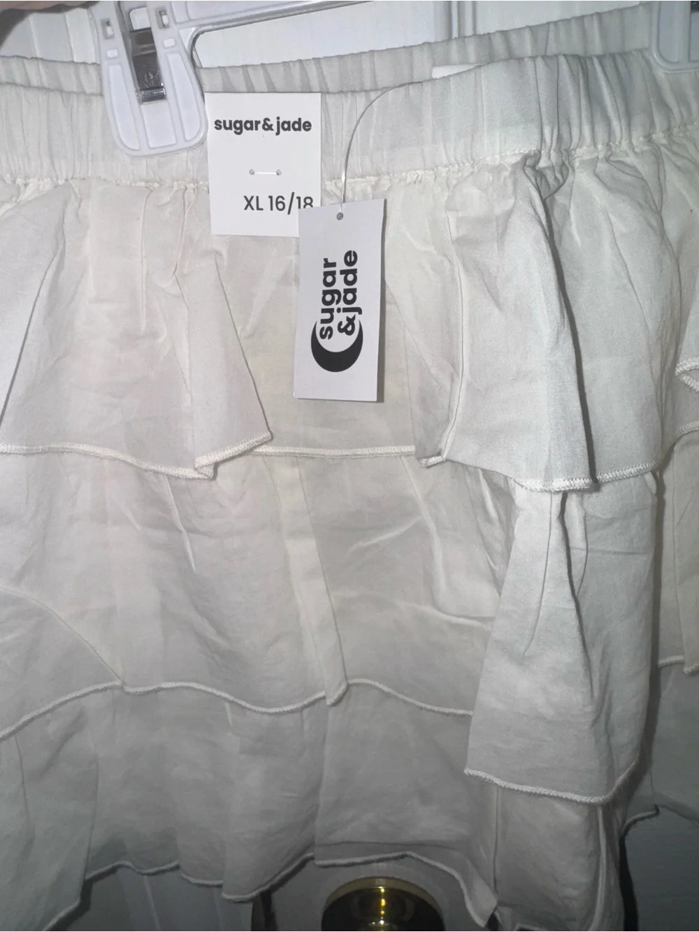 Sugar & Jade Girls Cream Tiered Ruffle Skort Shorts Size 16/18 NEW